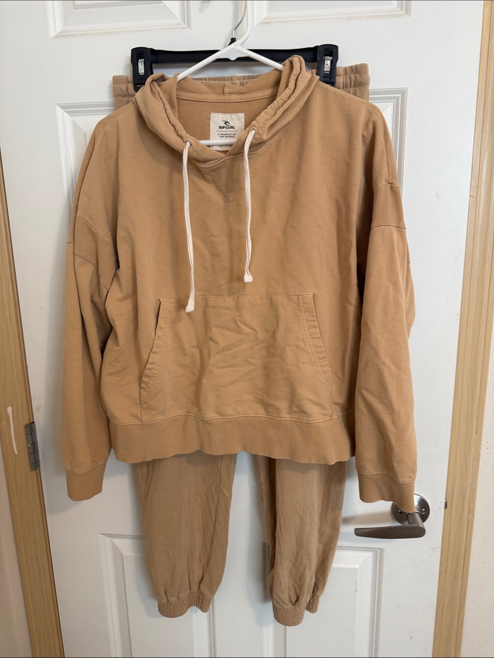 Re/Done Men's Tan Crewneck Hoodie Sweatshirt